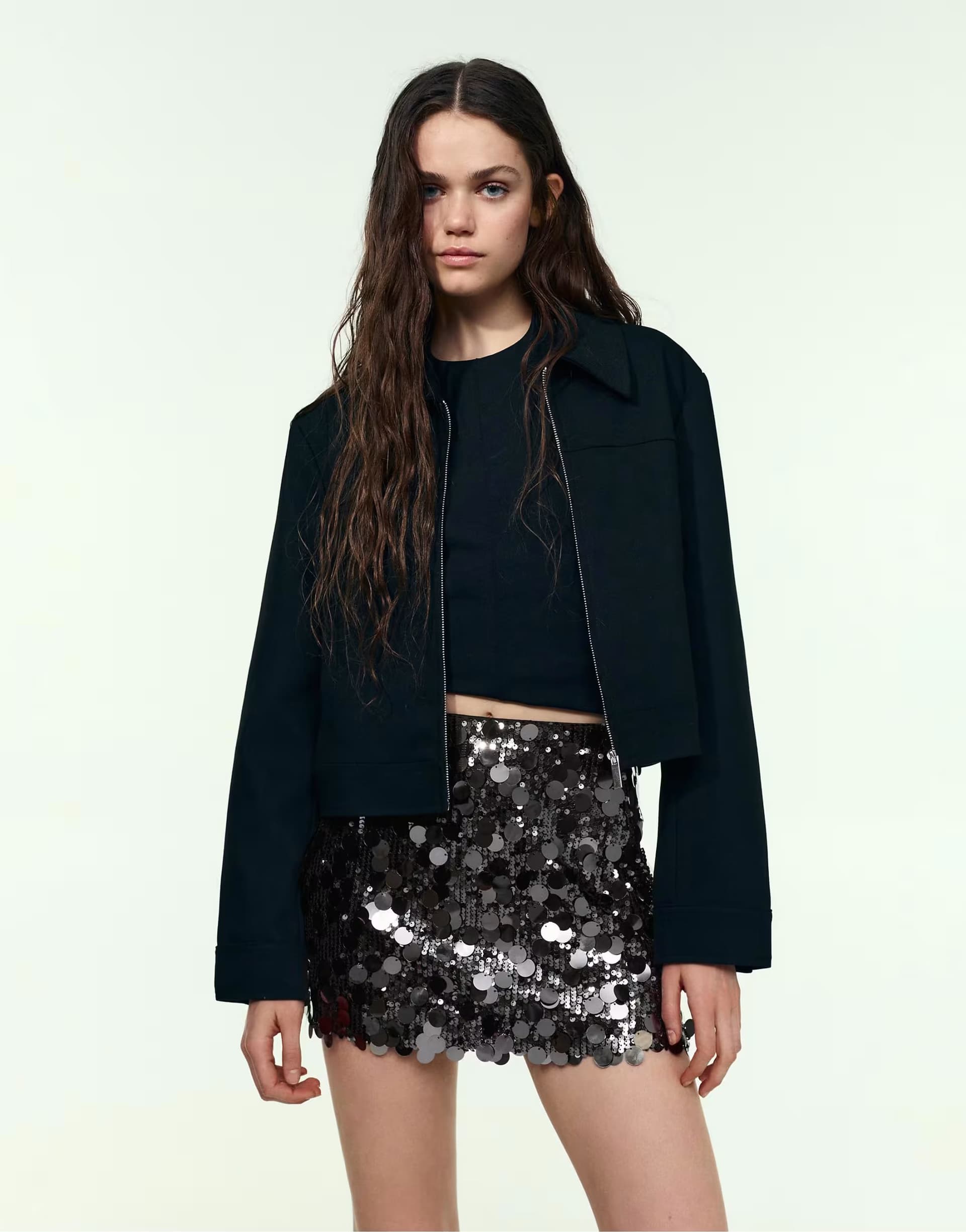 ASOS Pull&Bear Sequin mini skirt in grey
