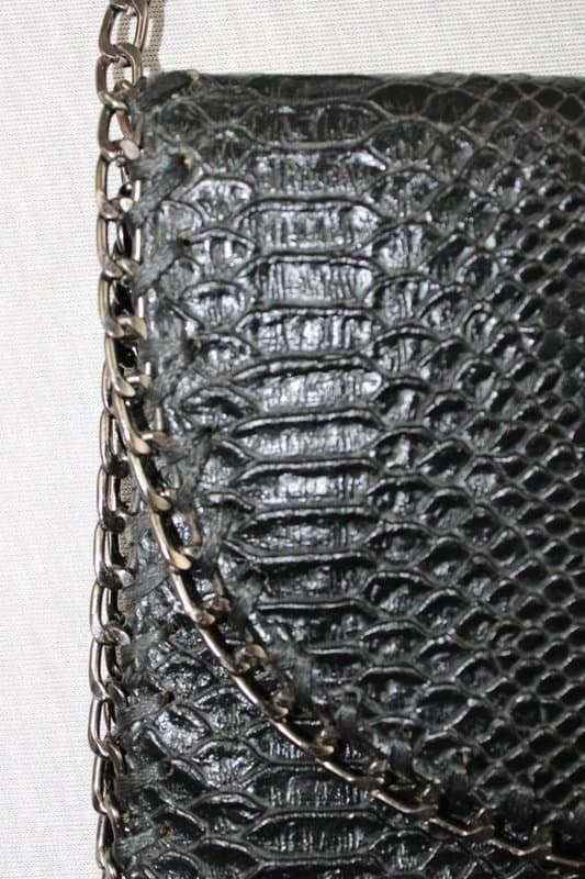 Stella McCartney Stella McCartney Falabella Crossbody Bag Black Snake Effect Chain Trim Clutch