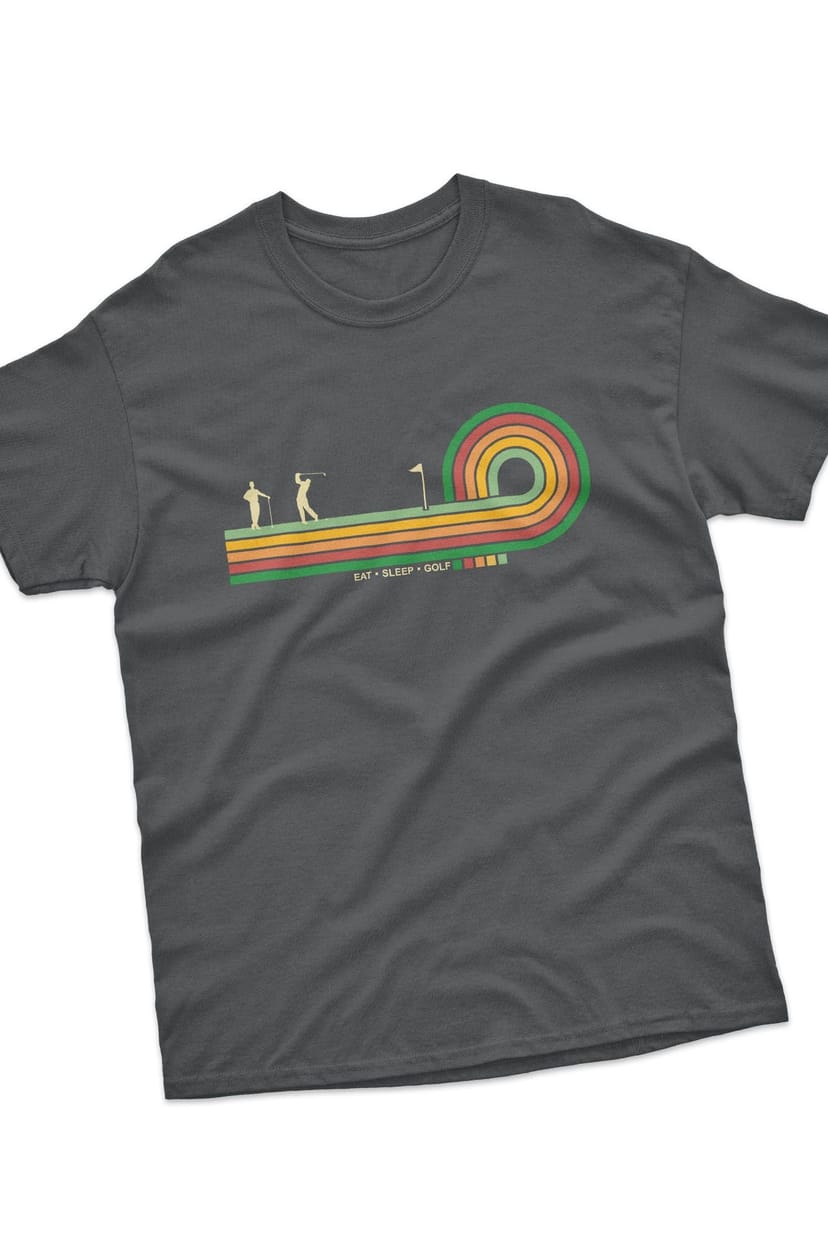 Bad Zebedee Bad Zebedee Men's Retro Lines Golf T-Shirt in Dark Grey - 1