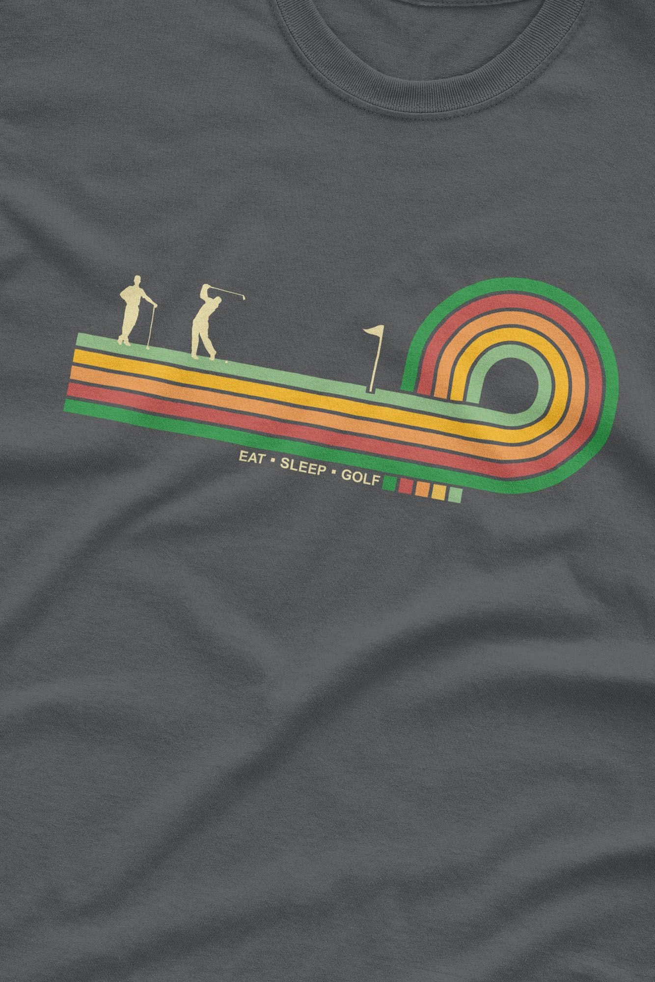 Bad Zebedee Bad Zebedee Men's Retro Lines Golf T-Shirt in Dark Grey - 2