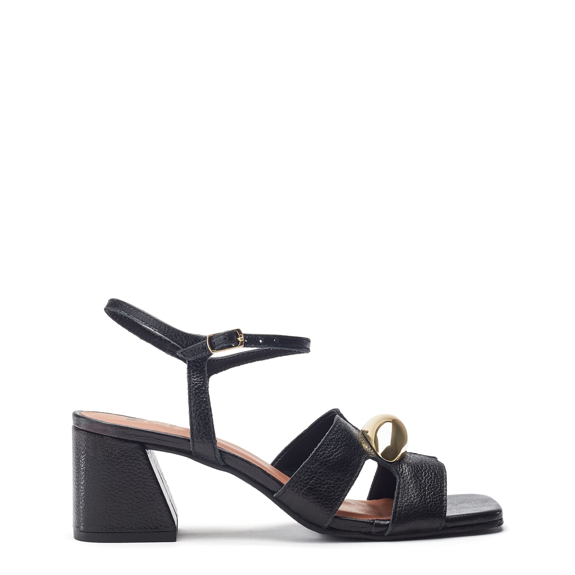 Moda in Pelle Moda In Pelle Black Leather Heeled Sandals