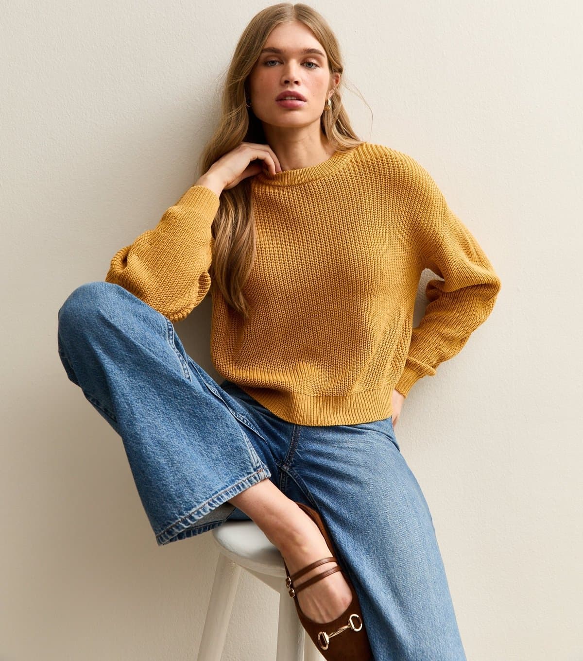 New Look New Look Mustard Ribbed Crew Neck Knit Jumper