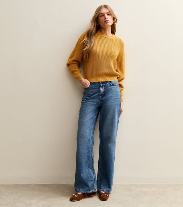 New Look Women's Dark Yellow Ribbed Crew Neck Knit Jumper New Look - 2