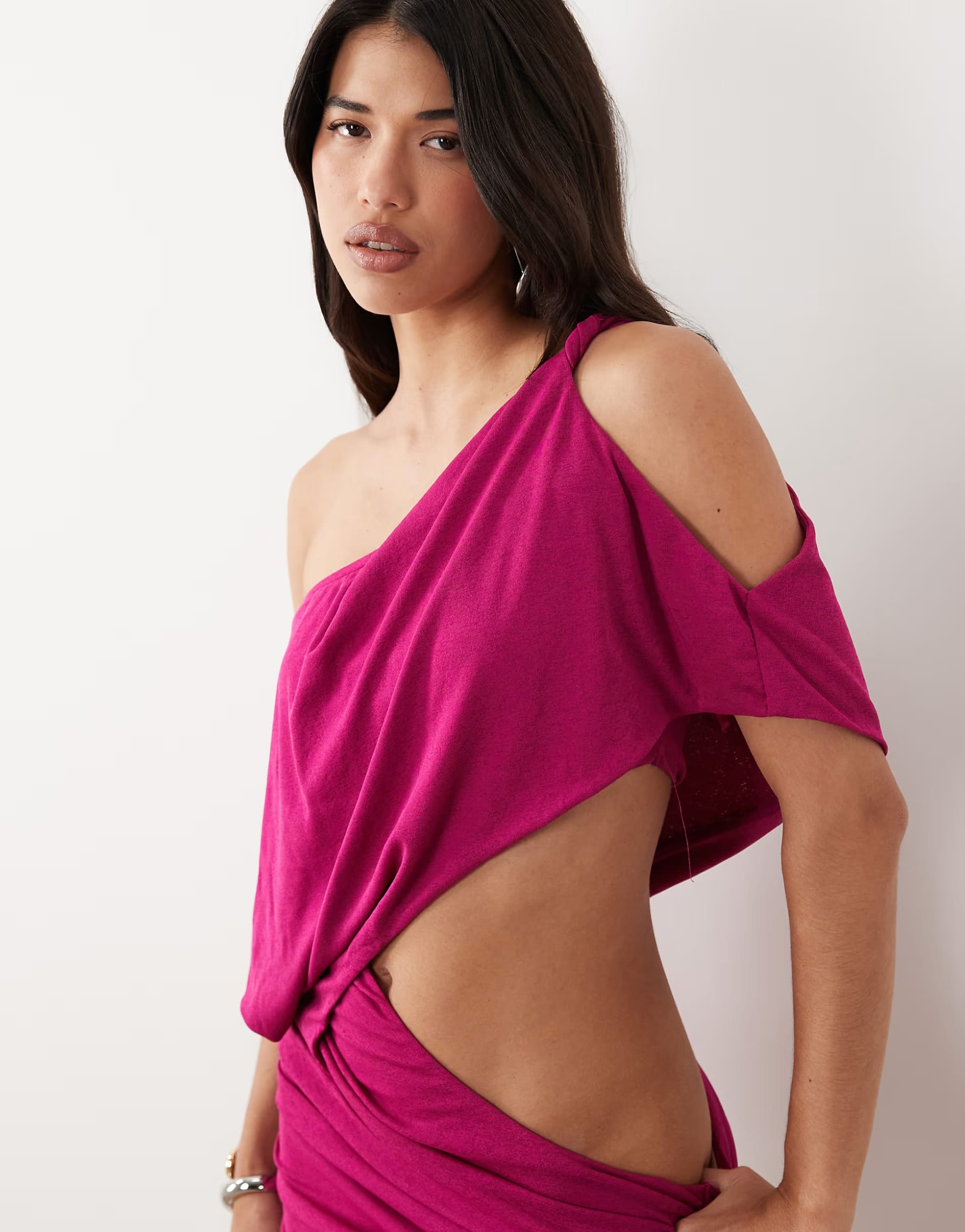 ASOS Dark Pink Off-Shoulder Cut-Out Mini Dress