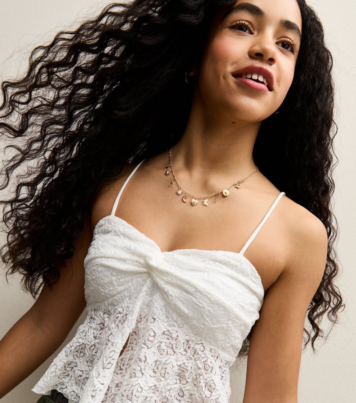 New Look Girls' White Twisted Front Lace Cami Top New Look - 3