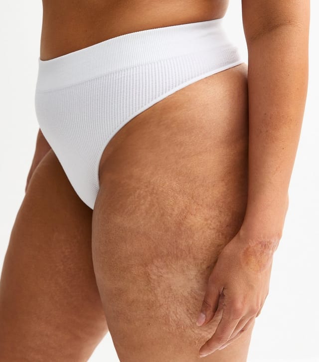 New Look Women's Plus Size White Ribbed Seamless High Waisted Thong Curves New Look - 3