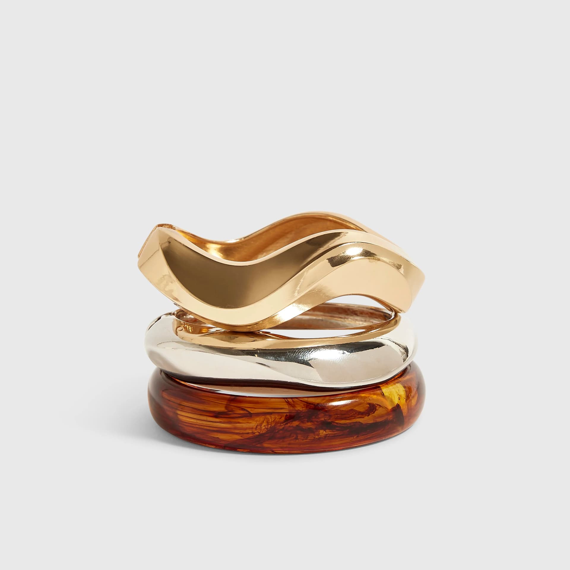 River Island River Island Womens Gold Mixed Metal And Resin Bangle Set