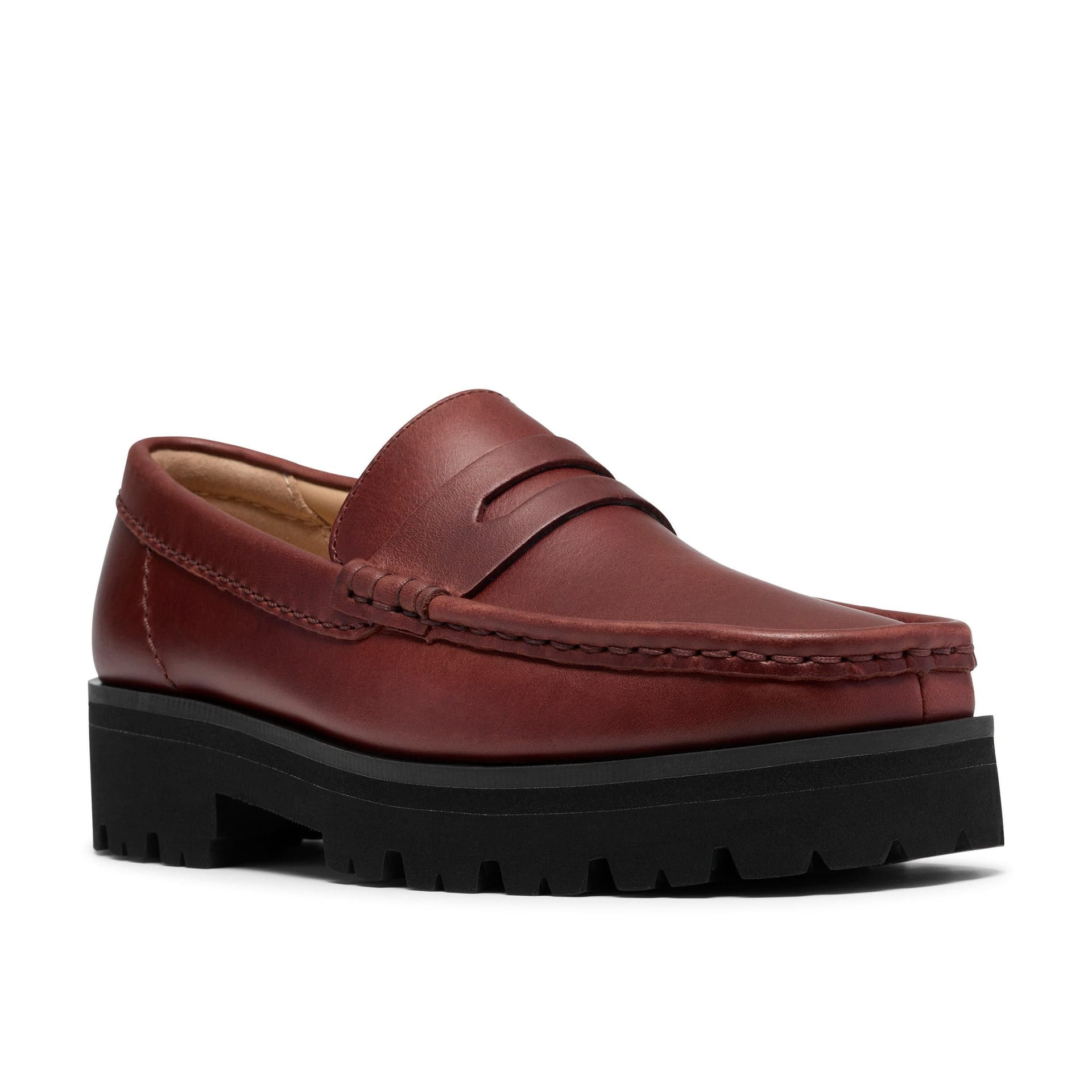 Clarks Clarks Women's Yukoner Penny Mahogany Leather Loafers, Slip Ons in Brown - 4