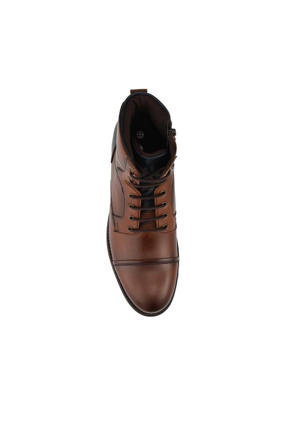 Pavers Pavers Men's Leather Two Tone Lace Up Boots With Toe Cap in Tan - 4