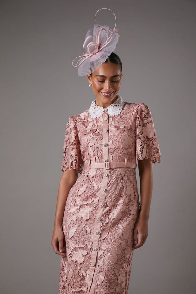 Coast Coast Women's Lace Shirt Dress Contrast Colour in Blush - 2