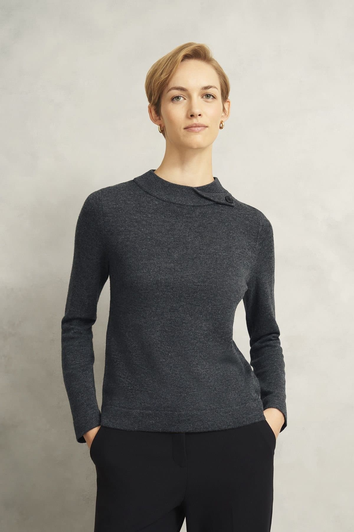 Hobbs London Hobbs London Dark Grey Merino Wool Jumper