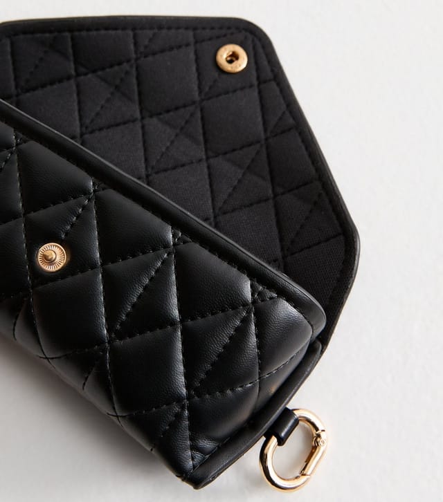 New Look Black Faux Leather Quilted Hardshell Sunglasses Case New Look - 2