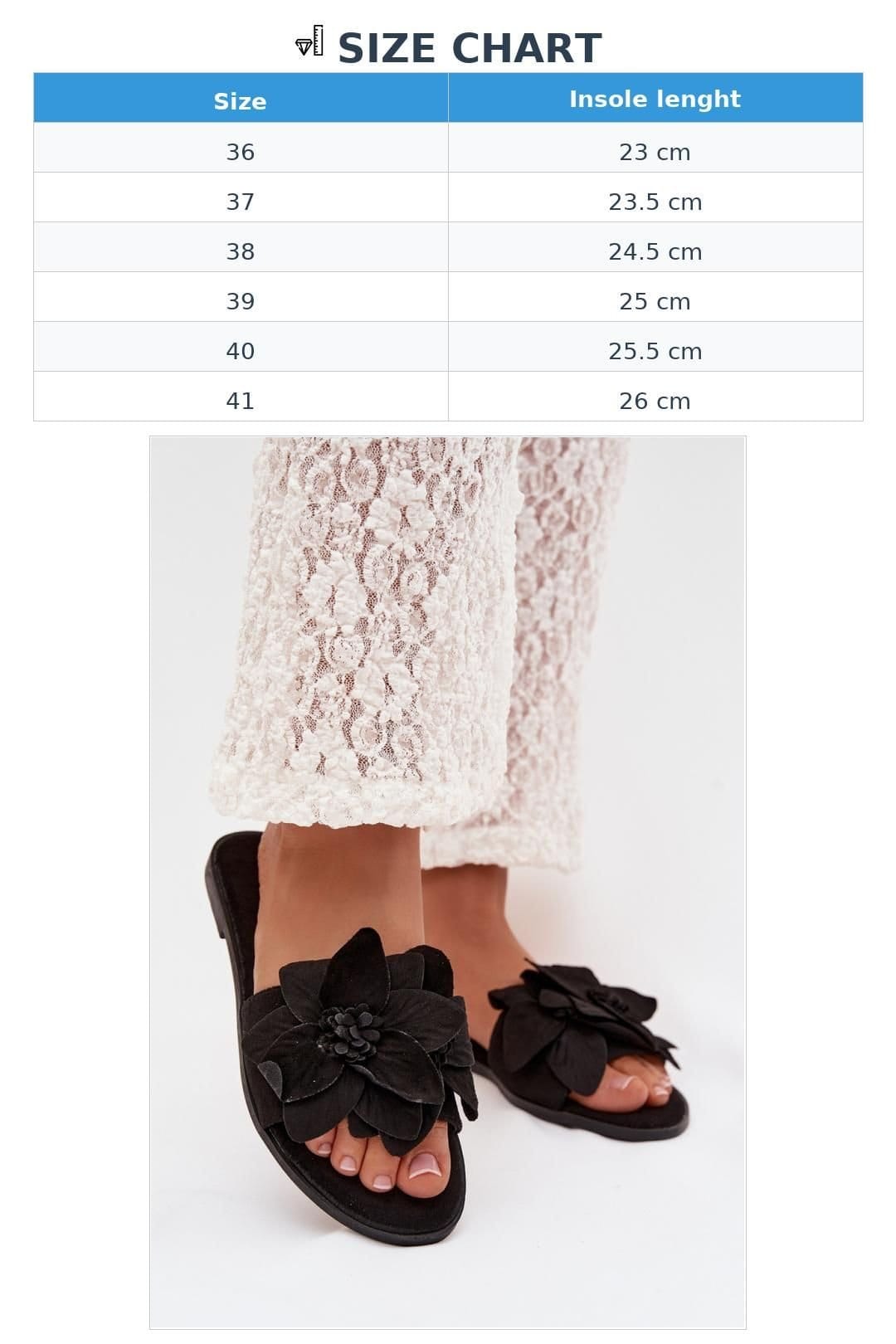 Love Lace Love Lace Women's Suede Flower Strap Flat Sandals for Everyday Comfort Summer in Black - 4