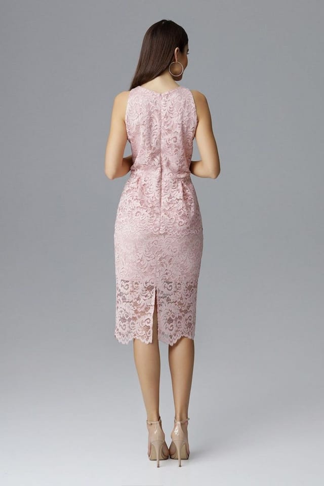 Love Lace Love Lace Women's Sleeveless Lace Evening Dress Basque Fit in Pink - 3