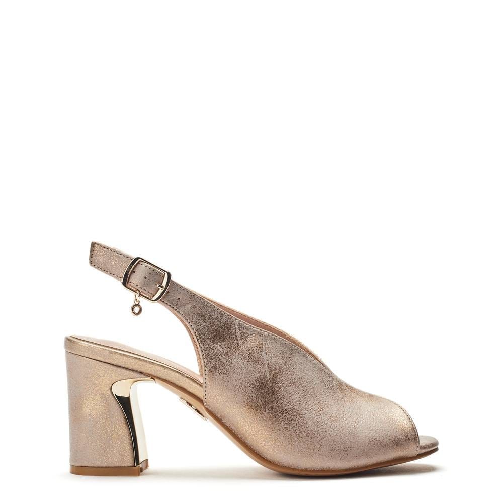 Moda In Pelle Moda In Pelle Women's 'Love' Metallic Heeled Sandals in Taupe - 4