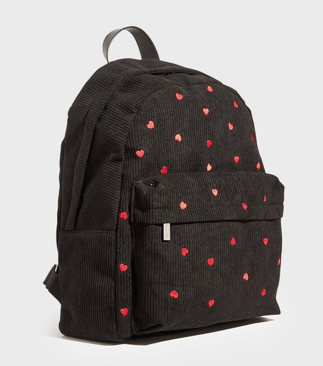 Skinnydip Black Heart Embroidered Corduroy Backpack Skinnydip New Look - 2