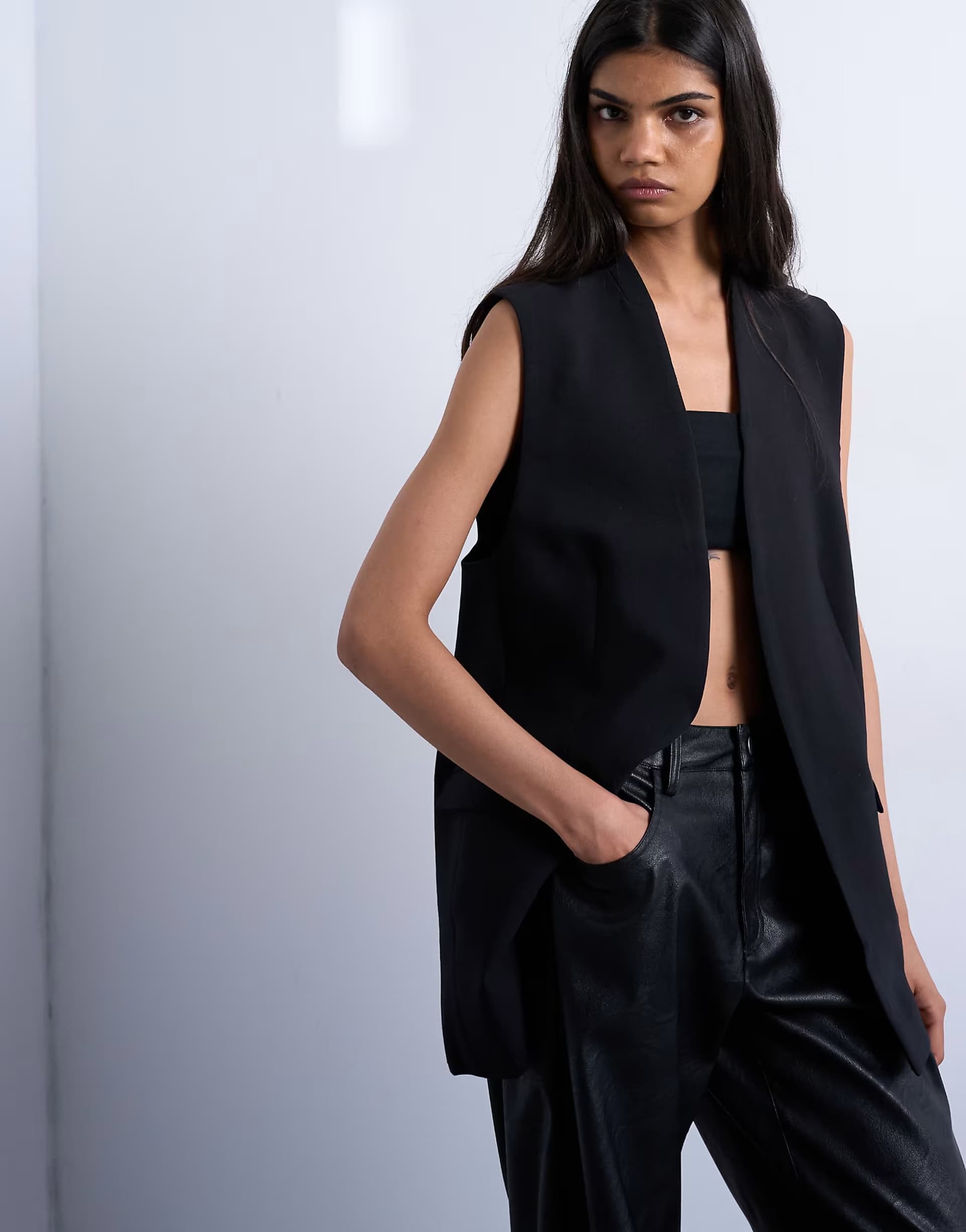 ASOS Topshop co ord chuck on sleeveless blazer in black