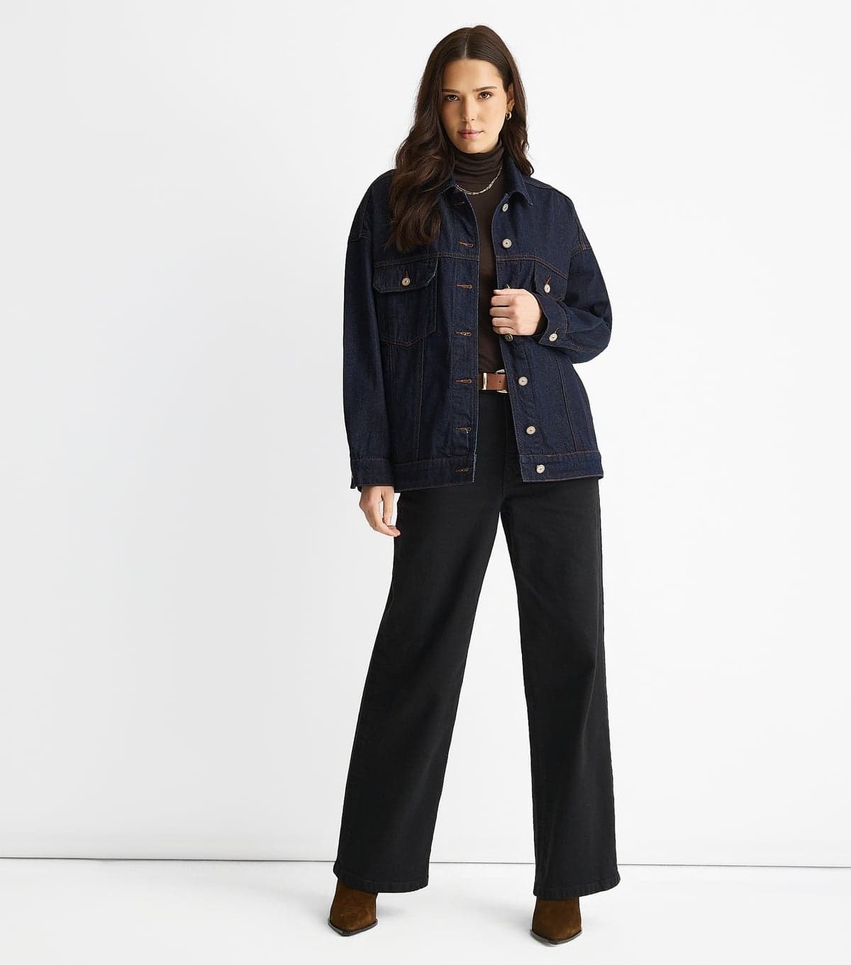 Gini London Gini London Dark Blue Denim Trucker Jacket