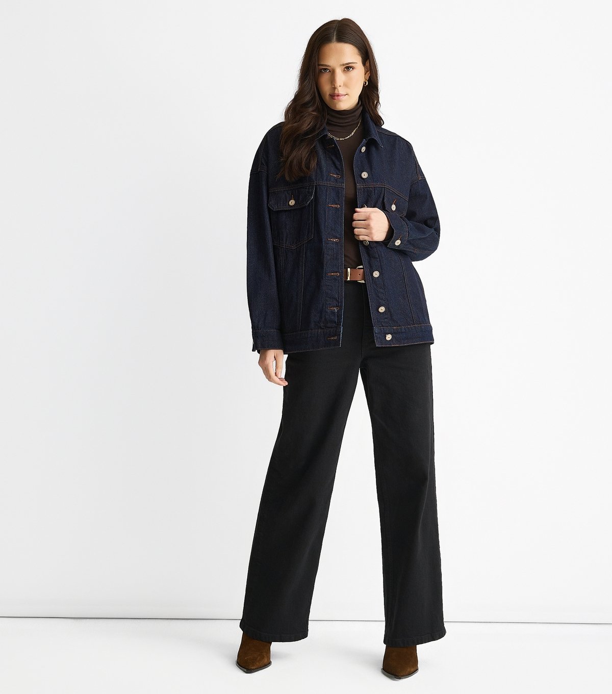 Gini London Women's Dark Blue Denim Trucker Jacket Gini London New Look - 2