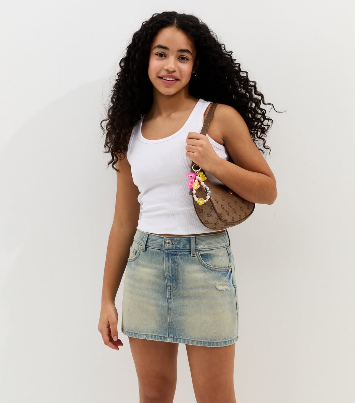 New Look Girls' Light Blue Distressed Denim Mini Skort New Look