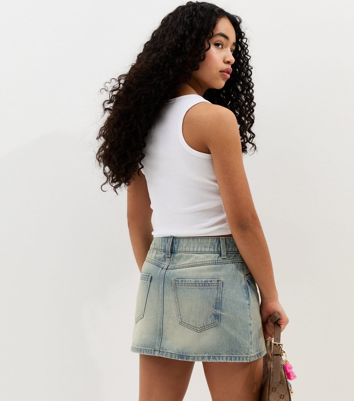 New Look Girls' Light Blue Distressed Denim Mini Skort New Look - 4