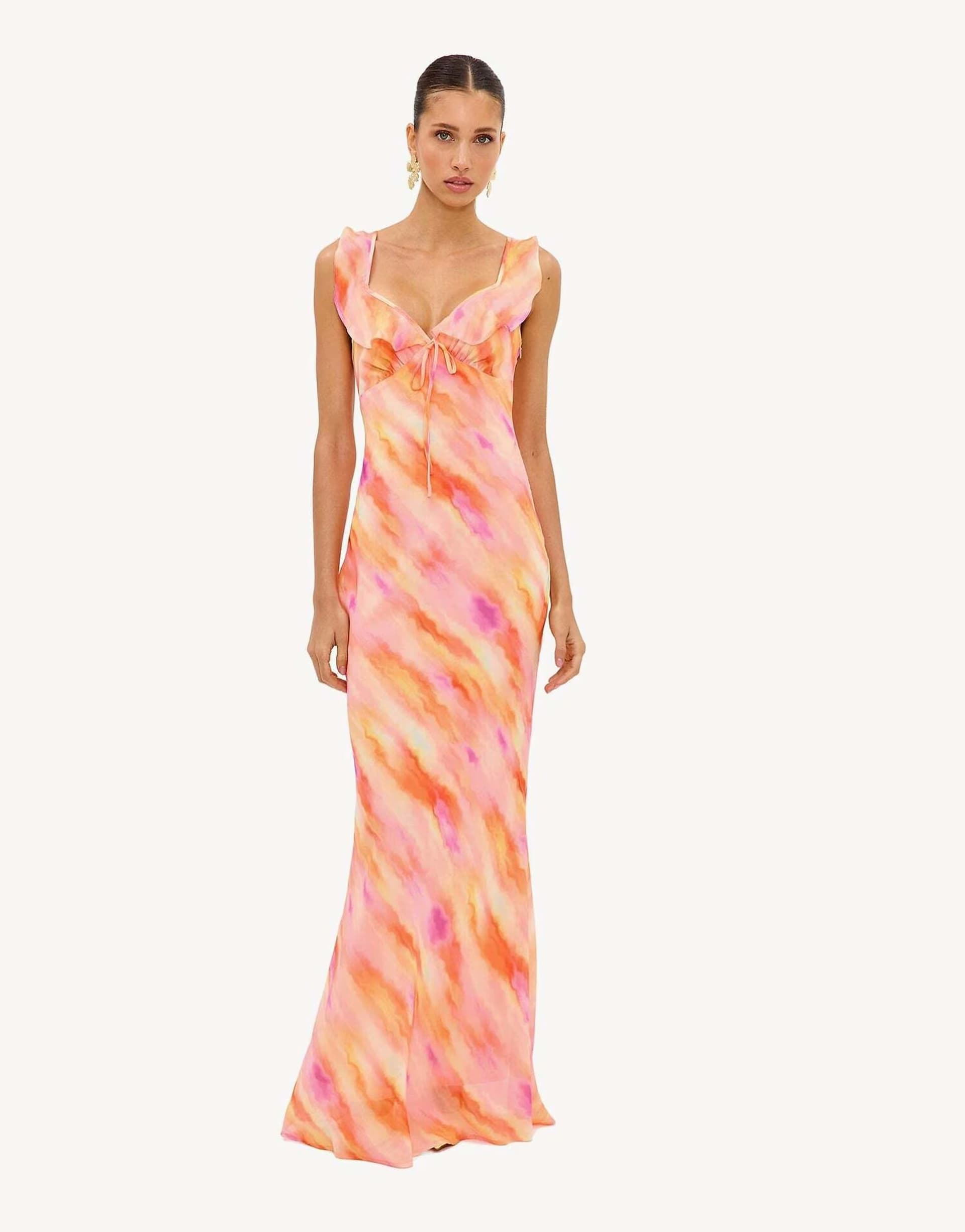 ASOS Loavies Wildflower haze coral-colored maxi dress with color gradient in coral