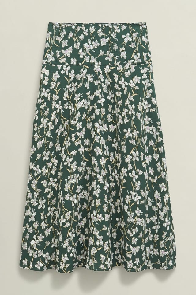 Hobbs London Hobbs London Women's Kiara Floral Midi Skirt in Bottle Green - 2