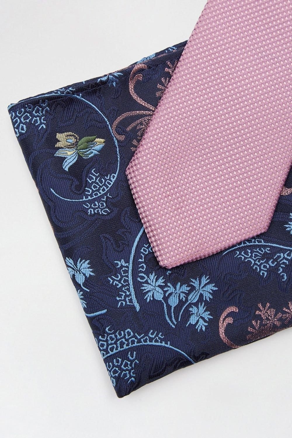 Burton Burton Men's Pink Tie & Floral Pocket Set - 4
