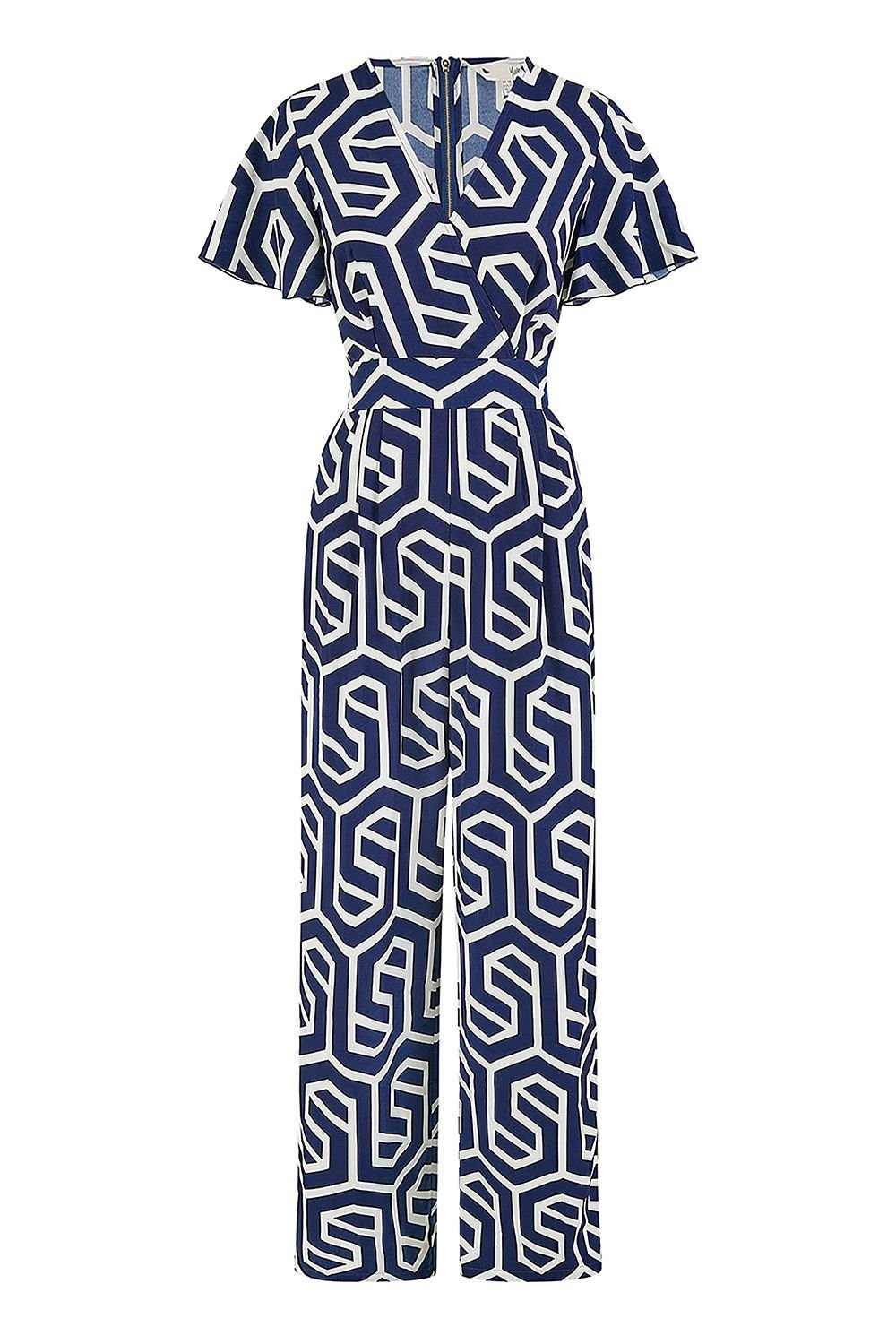Yumi Yumi Women's Navy Oversize Geo Print Jumpsuit - 4