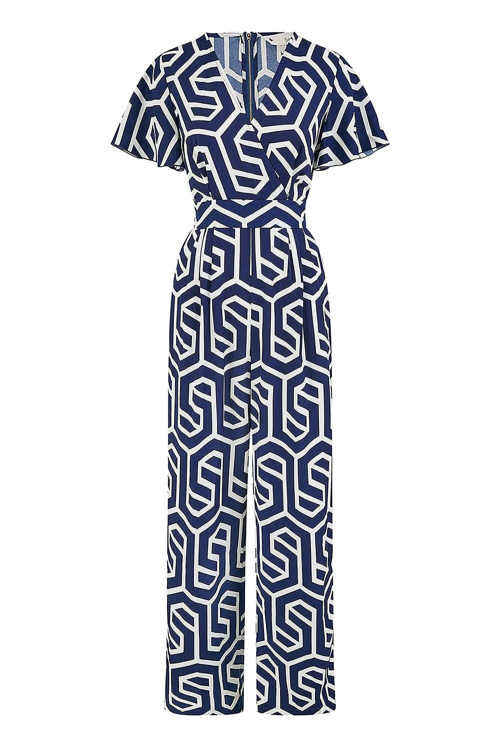 Yumi Yumi Women's Navy Oversize Geo Print Jumpsuit - 4