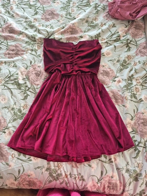 ASOS Strapless Velvet Maroon Mini Dress