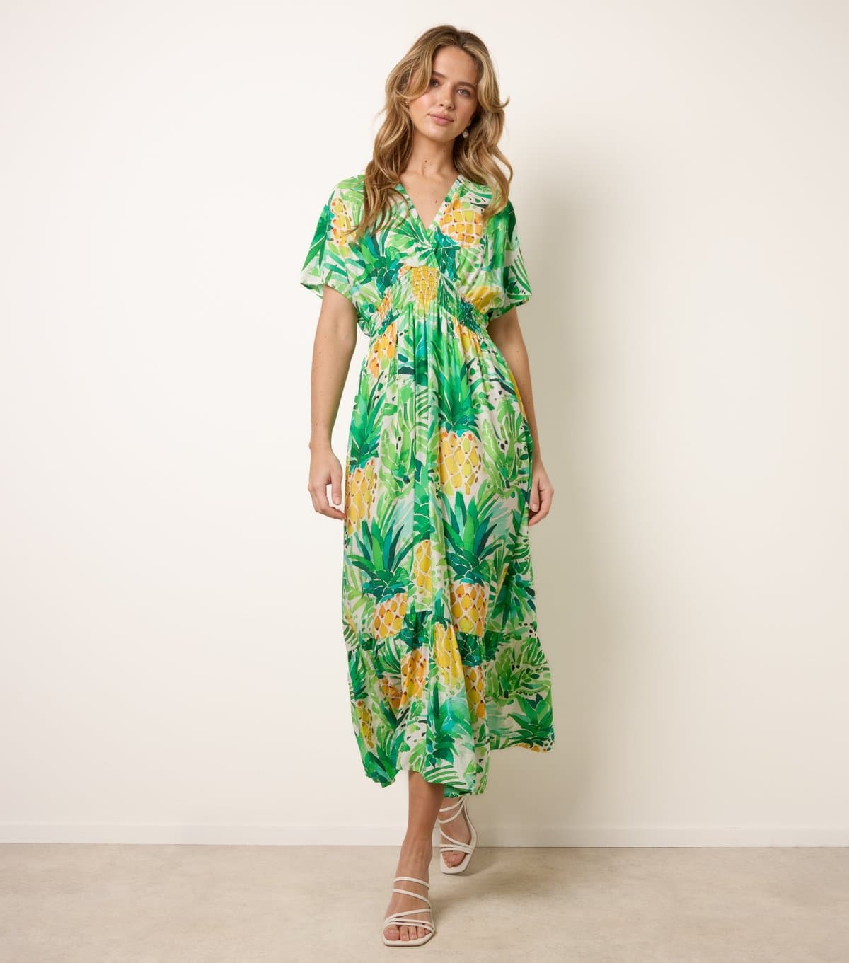 Blue Vanilla Women's Green Pineapple Print Midi Dress Blue Vanilla New Look