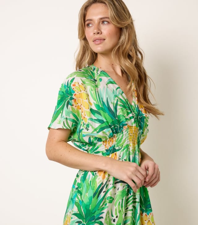 Blue Vanilla Women's Green Pineapple Print Midi Dress Blue Vanilla New Look - 2