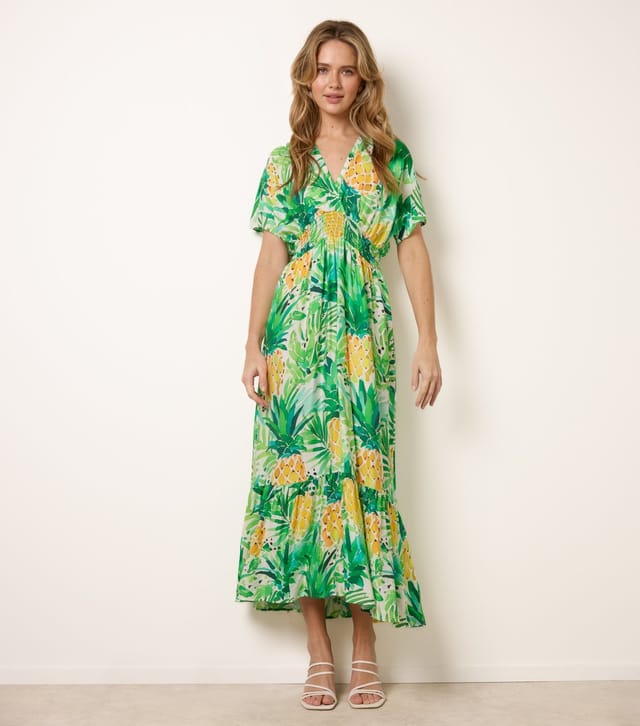 Blue Vanilla Women's Green Pineapple Print Midi Dress Blue Vanilla New Look - 3