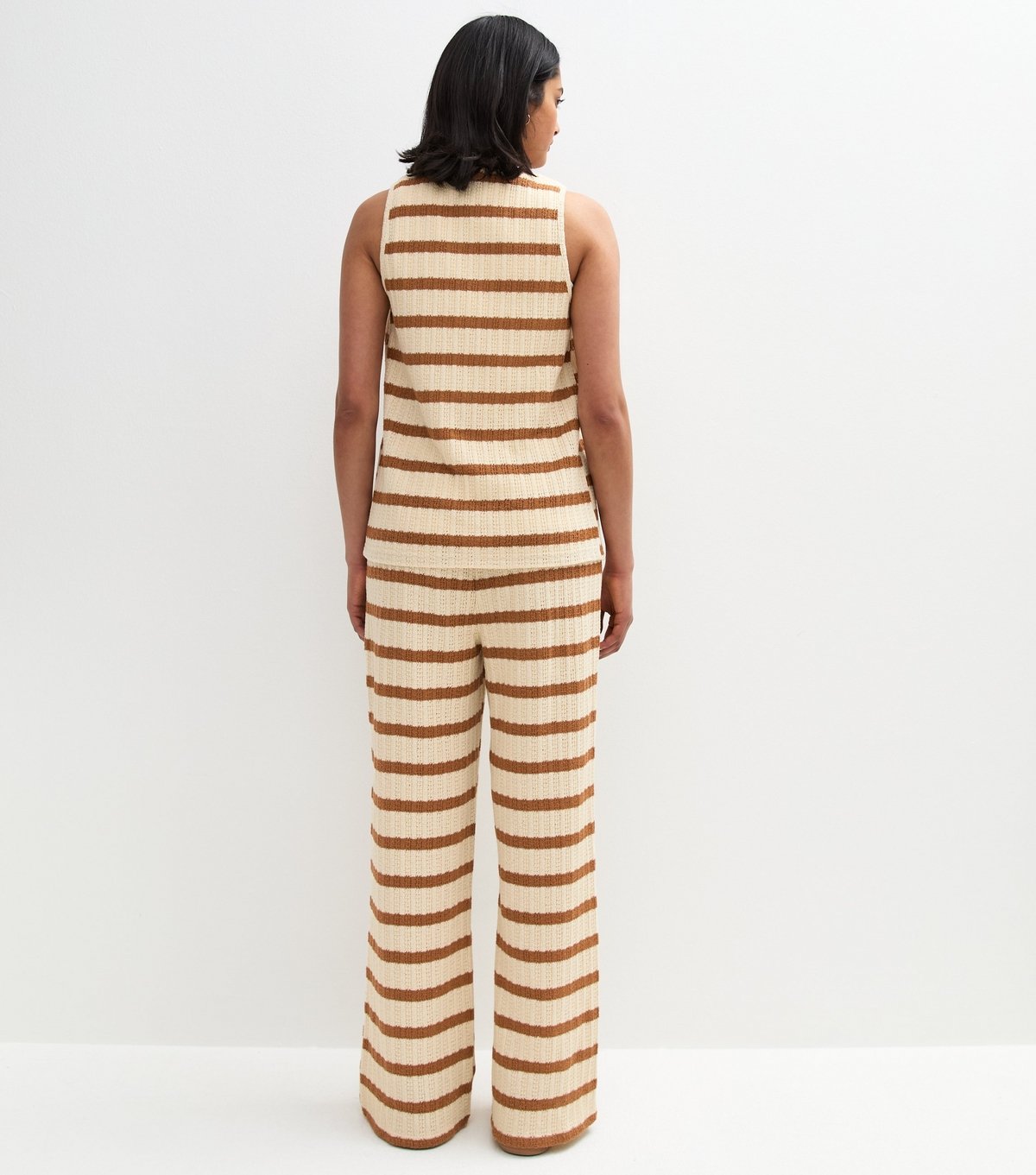 New Look Women's Cream Textured Stripe Wide Leg Trousers New Look - 4