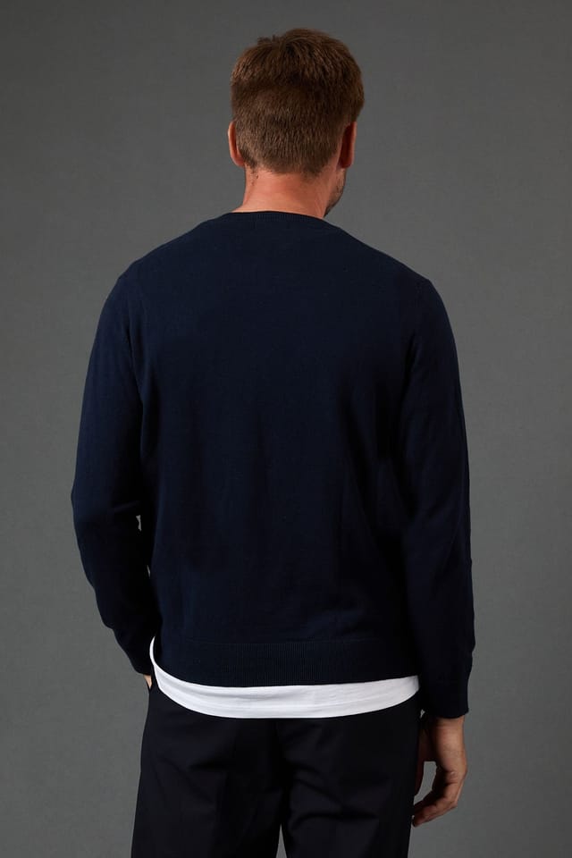 Burton Burton Men's Cotton Rich V Neck Jumper in Navy - 3