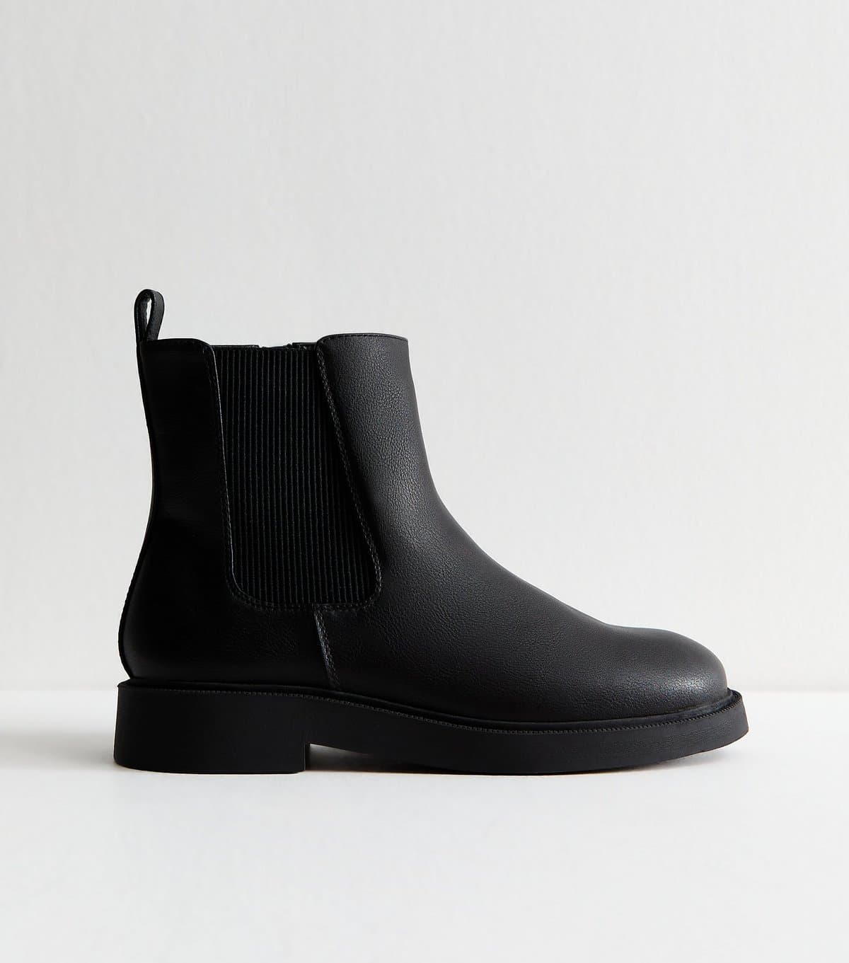 New Look Women's Extra Wide Fit Black Faux Leather Chelsea Ankle Boots Vegan New Look