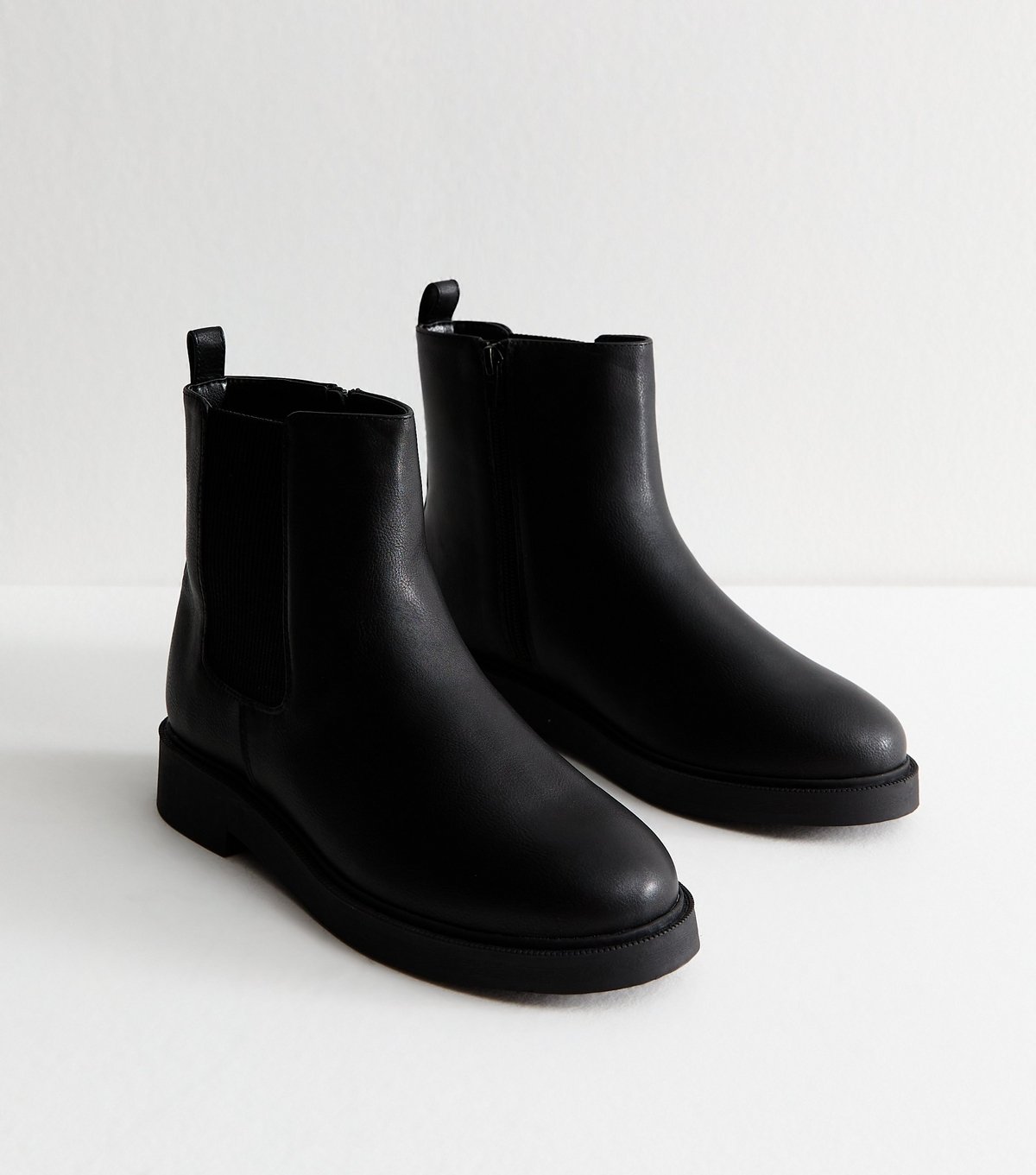 New Look Women's Extra Wide Fit Black Faux Leather Chelsea Ankle Boots Vegan New Look - 4