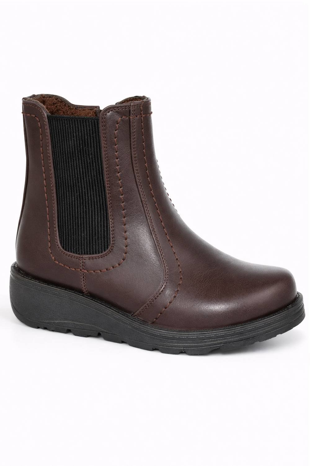 Spot On Spot On Women's Extra Wide Fit Chelsea Ankle Boots with Cushioned Sole in Brown - 2