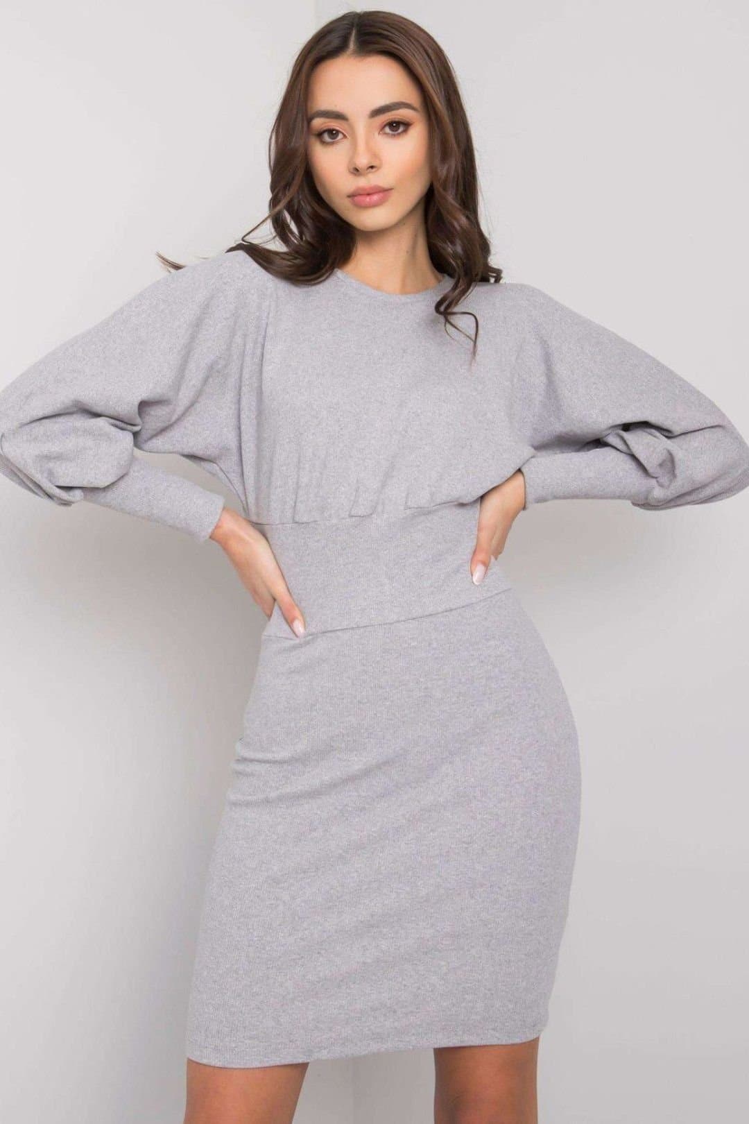 Love Lace Love Lace Women's Fitted Long Sleeve Day Dress in Grey