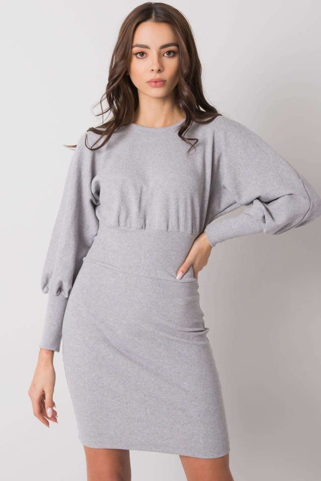 Love Lace Love Lace Women's Fitted Long Sleeve Day Dress in Grey - 2