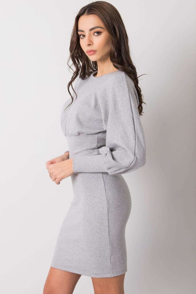 Love Lace Love Lace Women's Fitted Long Sleeve Day Dress in Grey - 3