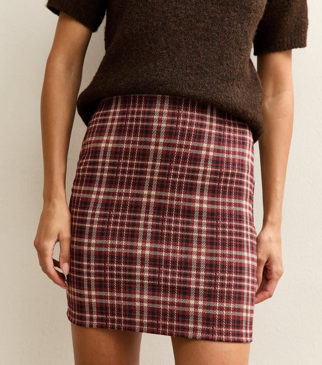 New Look Women's Tall Red Check Tube Mini Skirt New Look - 3