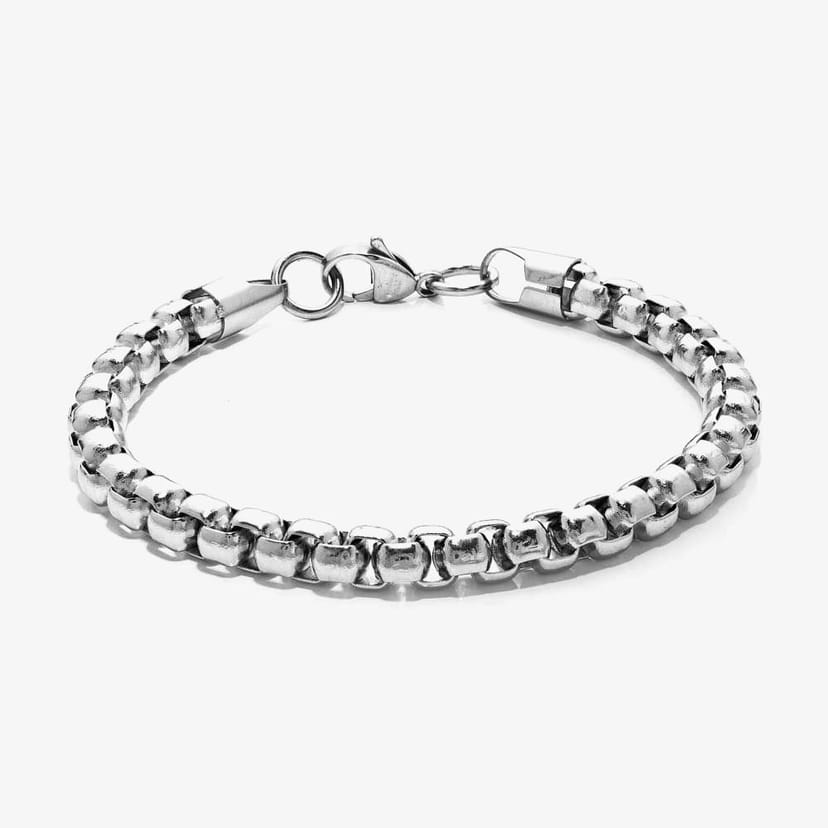 Bourne and Wilde Bourne and Wilde Men's Polished Steel Belcher Bracelet USS-727S8.5L7.0 in Silver - 1