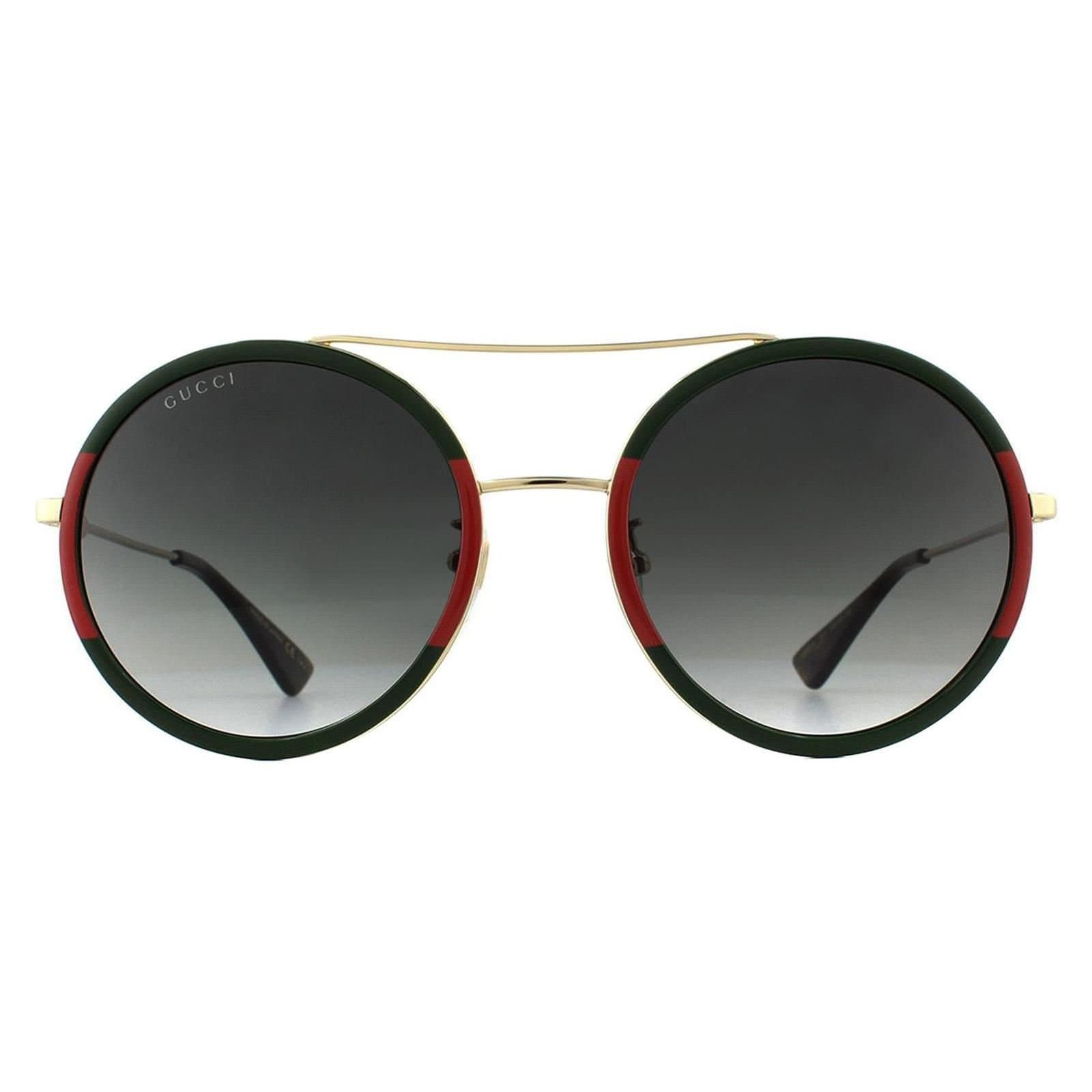 Gucci Gucci Women's Round Gold Green & Red Green Gradient Sunglasses
