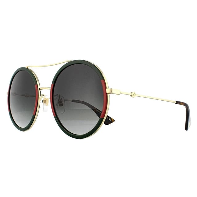 Gucci Gucci Women's Round Gold Green & Red Green Gradient Sunglasses - 2