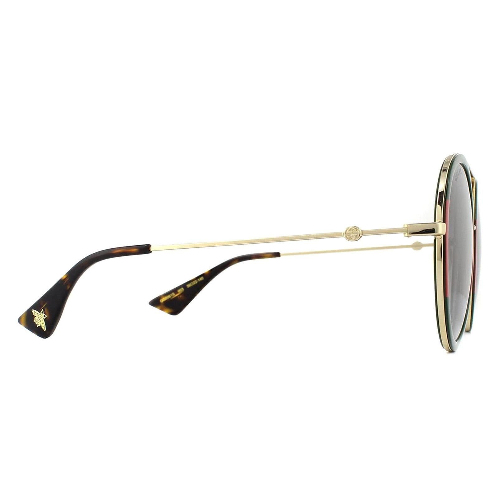 Gucci Gucci Women's Round Gold Green & Red Green Gradient Sunglasses - 4