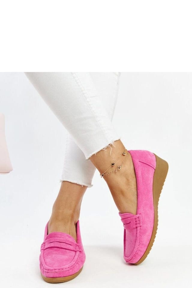 Love Lace Love Lace Women's Mocassin Suede Wedge Loafers Almond Toe Rubber Sole Slip On in Pink - 3
