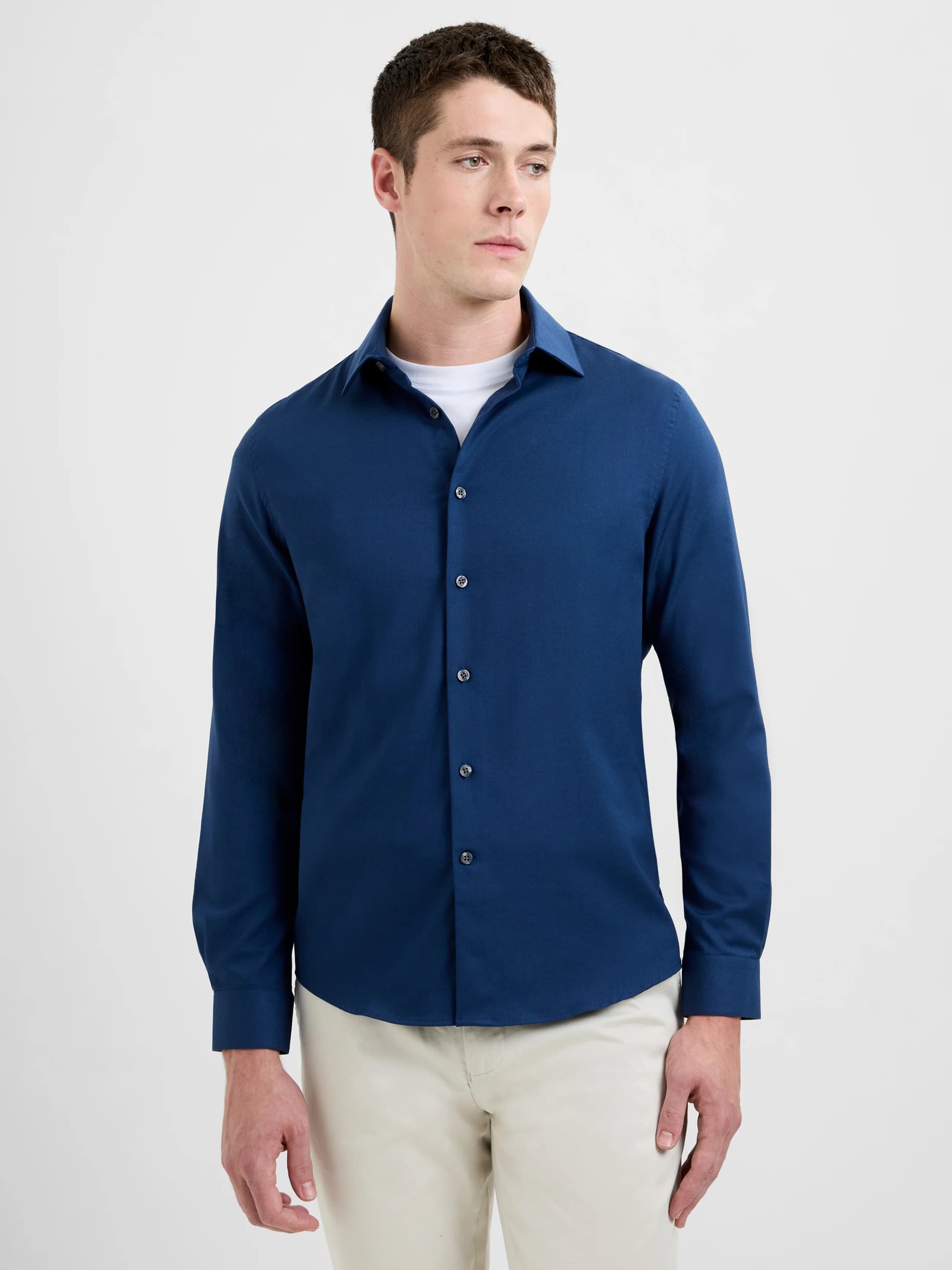 French Connection French Connection Midnight Blue Wool Blend Long Sleeve Shirt