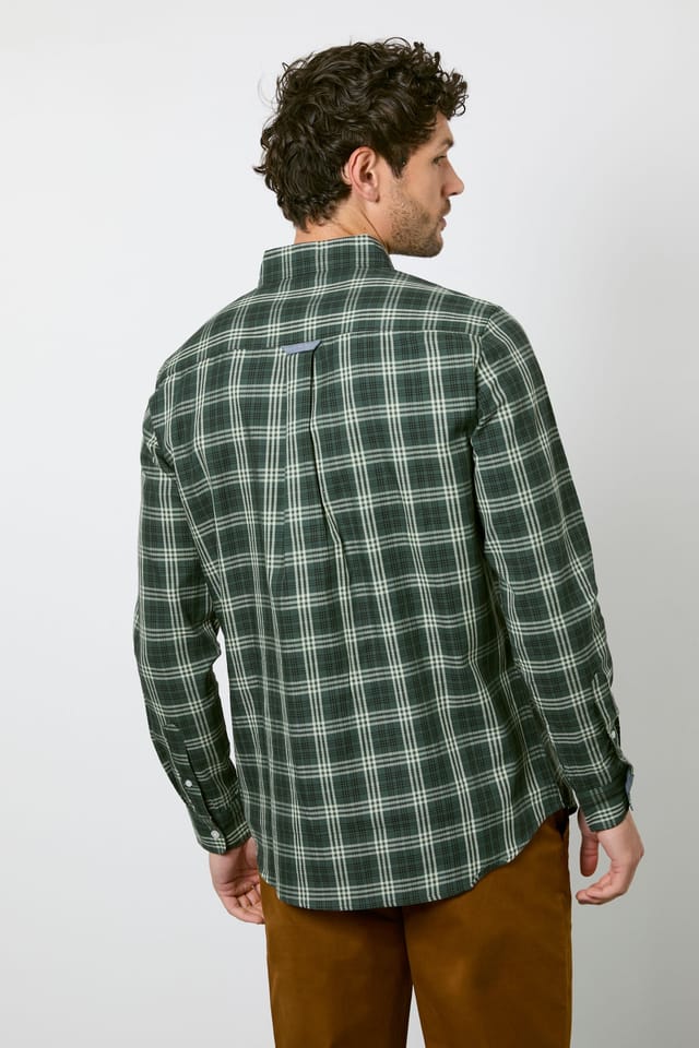 Maine Maine Men's Dark Green Check Long Sleeve Shirt in Dark Grey - 3